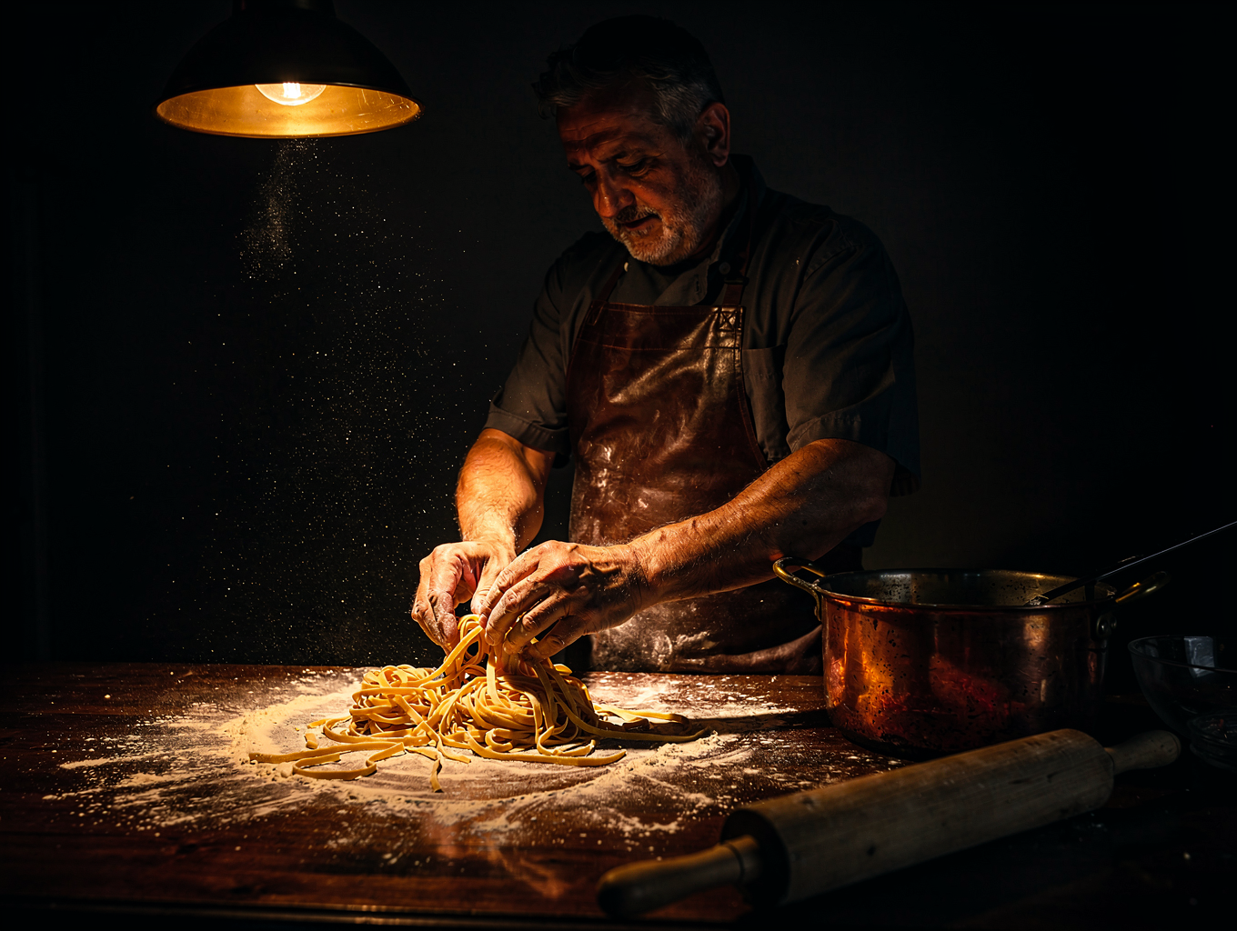 Executive Chef Alessandro Conti plating a fresh pasta dish